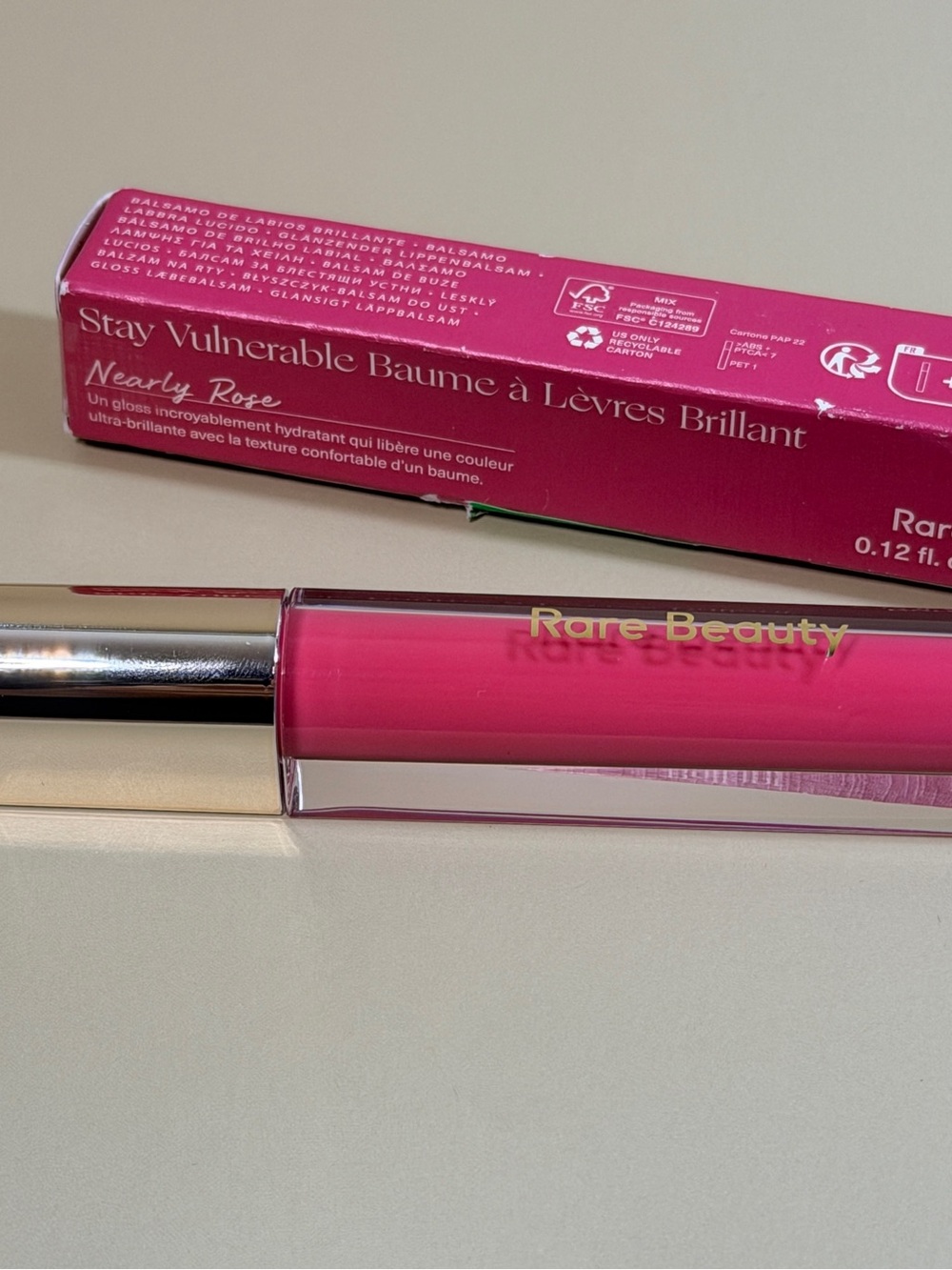 Rare Beauty Stay Vulnerable Lip Gloss — Nearly Rose Pink
